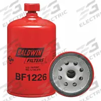 BALDWIN FILTERS Fuel Filter: Spin-On, 3 1/16 in Outside Dia, M16-1.50 Thread Size, Cellulose, BF1226. Key specifications — attr1137520: BF1226; attr1137521: FS1251; attr434022: BALDWIN FILTERS; attr427730: Cellulose; attr427731: Standpipe; attr1017112: Buses; attr1017113: Cummins.