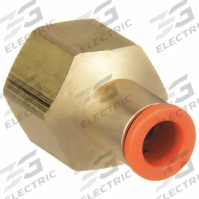 SMC Push-Fit Adapter Fitting: 3/8 in OD x 1/4 in Pipe Size, Push-to-Connect x FNPT - Polybutylene & Brass Tube Fittings