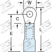 3M Ring Terminal: Blue, Heat Shrink Insulation, #6 Stud Size, 16 AWG to 14 AWG Wire Sizes, 600 V (MPN MH14-6R/LK). Key specifications — Brand: 3M; Series: MH14.