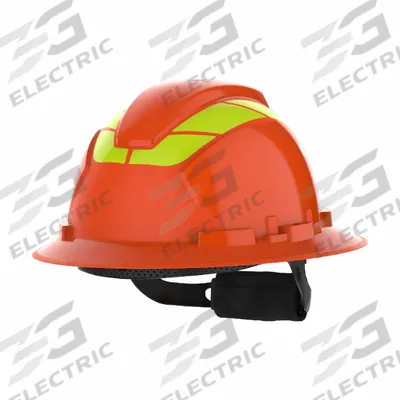 HEXARMOR Safety Helmet: Orange, No Graphics, Ratchet (4-Point), Ratchet, ABS, Side-Slots - General Purpose Full-Brim Hard Hats (Type 1, Class E)