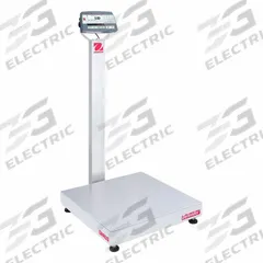 OHAUS Industrial Bench Scale: 24 in x 24 in, Not IP Rated, Column-Mounted, Stainless Steel (MPN D52P500RQV3). Key specifications — Connection Ports: RS-232; Readability: 0.05 lb/20 g; Brand: OHAUS; Weighing Surface Material: Stainless Steel.