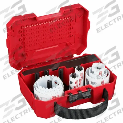 MILWAUKEE Hole Saw Kit: 11 Pieces, Bi-Metal, 3.5 Teeth per Inch - Multi-Material-Cutting Hole Saw Kits