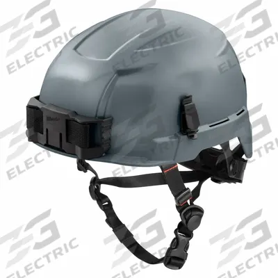 MILWAUKEE Safety Helmet: Gray, No Graphics, Ratchet, Polyethylene, Headlamp Mount - Work-at-Height Climbing Helmets (Type 2, Class E)