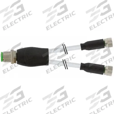 MURRELEKTRONIK Cordset: M12 Male Straight X (2) M8 Female Straight, PUR, Gray - M12 x M8 Y-Distributor Cordsets with PUR Jacket for Twisting Applications