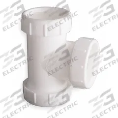 APPROVED VENDOR Tee: Plastic, White, 1 1/2 in_1 1/4 in Nominal Pipe Size, 3 1/2 in Overall Lg, Slip (MPN 1PPA4). Key specifications — Includes: Washers; Brand: APPROVED VENDOR; Material: Plastic; Connection Type: Slip.