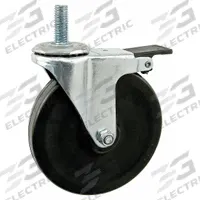 Swivel Caster: 25 Series/40 Series/45 Series, Rubber/Steel, 125 mm Wheel Dia, Drop-In, Single, Adj (MPN 65-2344). Key specifications — Includes Fasteners: Yes; Mounting Type: Drop-In; Caster Type: Swivel; System of Measurement: Metric; Finish: Zinc-Plated; Brand: 80/20; Material: Rubber/Steel; Product Type: Threaded Stem Swivel Caster.