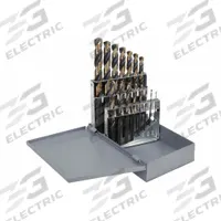 CLE-LINE Jobber Length Drill Bit Set: 15 Pc, 1/16" to 1/2" by 32nds, 135° Split Point, 3-Flats Shank (MPN C18124). Key specifications — attr1236168: Metal Index.