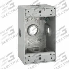 BELL Electrical Box: Aluminum, Rectangular, 1 Gangs, 1/2 in Hub Size, 18.3 cu in Capacity, Gray (MPN 5323-0). Key specifications — Color: Gray; Brand: BELL.