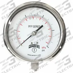 WINTERS Panel-Mount Pressure Gauge: Back Flange, 0 psi to 200 psi, 6 in Dial, 1/4 in NPT Male, PFP (MPN PFP1064-DRY-6BF). Key specifications — Accuracy: ±1.0%; Brand: WINTERS; Vibration Resistance Properties: Field-Fillable; Gauge Wetted Parts: Stainless Steel.