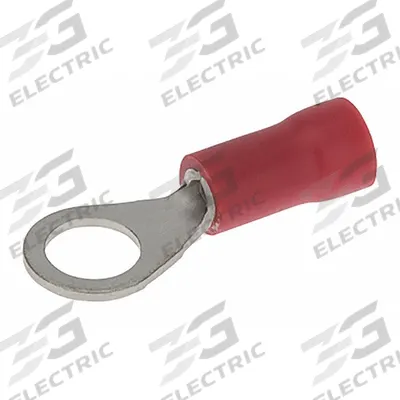 POLARIS Ring Terminal: Red, Vinyl Insulation, #10 Stud Size, 16 AWG to 14 AWG Wire Sizes - Insulated Ring Terminals