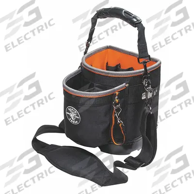 KLEIN TOOLS Tool Tote: 8 in W x 5 in D x 10 in H, Black, Polyester, 14 Pockets - Polyester Tool Totes