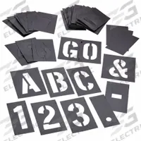 C.H. HANSON Stencil Set: 0 to 9/Ampersand (&)/A to Z/Dash (-)/Dollar Sign ($)/Period (.), PVC (MPN 10193). Key specifications — Includes: Small Space; Characters Included: Period (.); Interlocking Orientation: Horizontal; Brand: C.H. HANSON; Included Characters: A to Z.