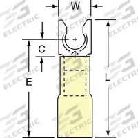 3M Fork Terminals: Yellow, Heat Shrink, #10 Stud Size, 12 AWG – 10 AWG Wire Range, Locking Fork (MPN MH10-10FLK). Key specifications — Barrel Style: Strain Relief; Manufacturer Part Number: MH10-10FLK; Brand: 3M; Series: TH.