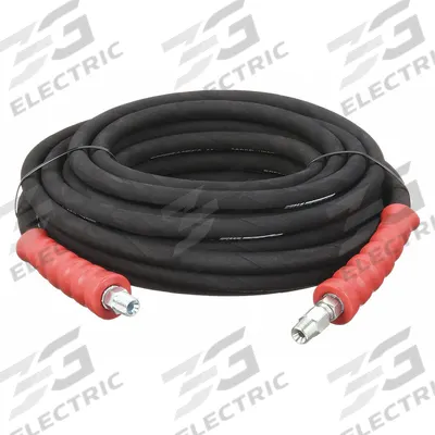SPEEDAIRE Pressure Washer Hose: 3/8 in ID, 30 ft Lg, Rubber, Black, 3/8 in x 3/8 in Fitting Size - Sewer Hoses