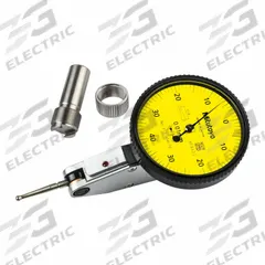 MITUTOYO Calibrated Indicator: 0 mm to 0.8 mm, Metric, 0.08 mm, 0-40-0 Dial Reading (MPN 513-404-10ECAL). Key specifications — attr1184109: 0-40-0; attr1184166: Contact Point, Knurled clamp ring, Stem, Calibration Certificate; attr1200917: Test Indicator; attr1184127: 513-404-10ECAL; attr1184167: MITUTOYO; attr1184108: 0.08 mm; attr1184144: Certificate of Calibration.