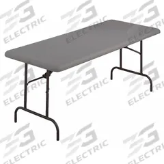 ICEBERG Folding Table: Rectangle Table Shape, Charcoal Tabletop, 30 in Dp, 60 in Wd, 29 in, Eased (MPN 65517). Key specifications — attr1035217: Silver; attr1035250: Charcoal; attr1035202: ICEBERG.