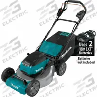 MAKITA Battery-Powered Lawn Mower: Self-Propelled, 21 in Cutting Wd, Variable Speed Settings, LXT® (MPN XML08Z). Key specifications — Run Time: Not Rated; Cutting Height Adjustment: Single-Point; Battery Platform: LXT®; Deck Material: Steel; Brand: MAKITA; Speed Settings: Variable; Power Source: Battery-Powered; Sound Level: Greater than 65 dB.