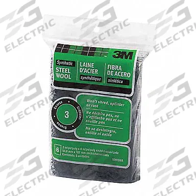 3M Synthetic Steel Wool Pad: 3 in W x 4 1/2 in L, # 3, Coarse - Synthetic Steel Wool Pads