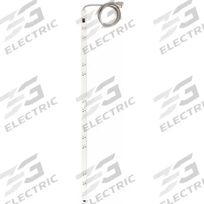 HUBBELL WIRING DEVICE-KELLEMS Outlet Strip: 10 Outlets, 6 ft Cord Lg, 20 A Current, White - Industrial Power Strips