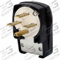 HUBBELL Straight Blade Plug: 15-30P, 250V AC, 30 A, 3 Pole, 4 Blade, Black/White (MPN HBL8432C)