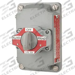 APPLETON ELECTRIC Selector Switch with Cover: Off, Short Lever, On, Momentary, EFKB, Non-Illuminated (MPN EFKB-345-SLC). Key specifications — Action: Momentary/Maintained/Maintained; Contact Form: 4 Circuit; Operator Head Type: Short-Handled Knob; Operator Illumination: Non-Illuminated; Series: EFKB; Brand: APPLETON ELECTRIC.