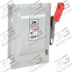 SIEMENS Safety Switch: Non-Fusible, 30 A, Three Phase, 600V AC, Galvanized Steel, Indoor (MPN HNF361). Key specifications — attr867131: SIEMENS.