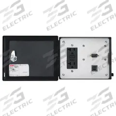 NVENT HOFFMAN Data Interface Port: Steel, 120V GFCI Receptacle/9-Pin D-Sub, 8 in (W) x 8 1/2 in (H) (MPN HGF5PB). Key specifications — Manufacturer Part Number: HGF5PB; Brand: NVENT HOFFMAN; Resets: 5 A Reset; IP Rating: IP66; Panel Configuration: 120V GFCI Receptacle; Panel Terminations: 9-Pin D-Sub Terminal Block.