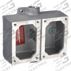 APPLETON ELECTRIC Mounting Body: 2 Gangs, Aluminum, 3/4 in Hub Size, Feed Through, Rectangular (MPN EDSC272-SA). Key specifications — Brand: APPLETON ELECTRIC; Hub Type: Feed Through.