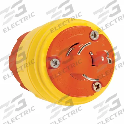 PASS & SEYMOUR Locking Plug: Non-NEMA, Yellow, 125/250V AC, 20 A, 3 Pole - General Purpose Plugs