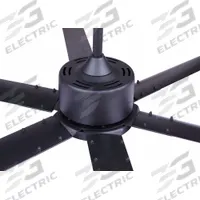 CANARM Ceiling Fan: 10,292 cfm_16,729 cfm Airflow, 8 ft Blade Dia, 5 Speeds, 120V AC, Single Phase (MPN CP96BK). Key specifications — Voltage: 120V AC; Light Kit: No; Series: FANBOS; Number of Speeds: 5; Phase: Single; Current: 0.9 A; Brand: CANARM.
