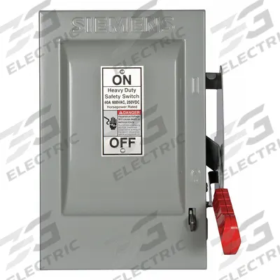 Siemens Safety Switch: Non-Fusible, 60 A, Three Phase, 600V AC, Galvanized Steel - Non-Fusible Safety Switches