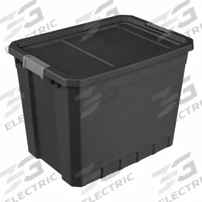 STERILITE Storage Tote: 27 gal, 25 3/4 in x 18 3/8 in x 19 3/8 in, Black Body - Colored Totes with Latch-On Lids