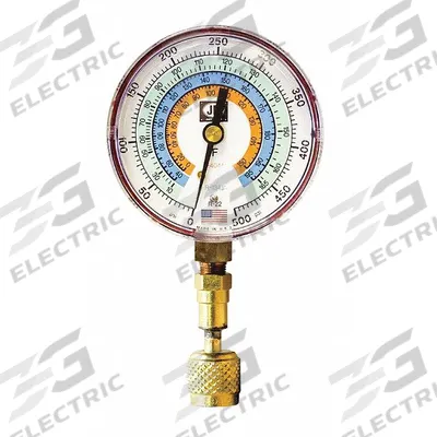 JB INDUSTRIES High Side Gauge: High Side Gauge, 0 psi to 500 psi, Non-Liquid Filled - Analog High Side Pressure Gauges