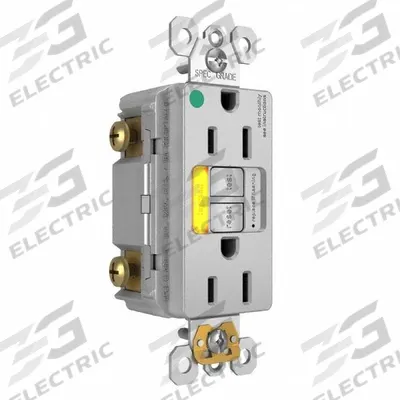 LEGRAND GFCI: Hospital Grade, Duplex, 5-15R, Gray, GFCI, 125V AC, 15 A - General Purpose Receptacles