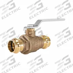 JOMAR VALVE Manual Two-Way Ball Valve: 3/4 in, Brass, Straight, Press x Press, Full Port Ball Port (MPN 100-204SSG). Key specifications — Brand: JOMAR VALVE; Handle: Locking Lever.