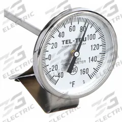 TEL-TRU Laboratory Dial Thermometer: -40°F to 160°F, +/- 1% Accuracy, 12 in Stem Lg, Fahrenheit (MPN GT100R-12/16121253). Key specifications — Accuracy: +/- 1%; Brand: TEL-TRU; Temperature Units: Fahrenheit.