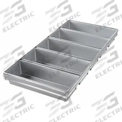 CHICAGO METALLIC Bread Pan: Aluminized Steel, 5 Slots, 13 in Overall Wd, 2 3/4 in Overall Dp, Silver (MPN 44955). Key specifications — Pan Style: Open Top Bread Pan; Brand: CHICAGO METALLIC; Color: Silver; Material: Aluminized Steel; NSF Certified: No; Number of Slots: 5.
