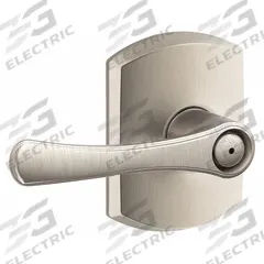 SCHLAGE RESIDENTIAL Door Lockset: Privacy Lever Locksets, Nickel (MPN F40 VLA 619 GRW). Key specifications — Ligature Resistance: Not Ligature-Resistant; Brand: SCHLAGE RESIDENTIAL; Lockset Function ANSI Code: F76; Visual Indicator Message: No Message; Lockset Style: Avila; ADA Compliant: No; Finish: Satin Nickel-Plated, Clear Coated : Brass.