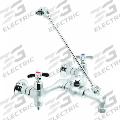 SPEAKMAN Straight Service Sink Faucet: Wall, Centerset, Brass, Chrome, 14 gpm Flow Rate - Widespread Utility Faucets