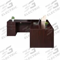 BOSS OFFICE PRODUCTS L-Shaped Office Desk: Melamine, Mahogany, 1 Pedestals, 3 Drawers, Configurable (MPN GROUPA10-M). Key specifications — Desktop Material: Melamine; Includes Modesty Panel: Yes; Kit Product Type: L-Shaped Office Desk; Desktop Color: Mahogany; Brand: BOSS OFFICE PRODUCTS; Frame Color: Mahogany; Frame Material: Melamine; Product Type: L-Shaped Office Desk.
