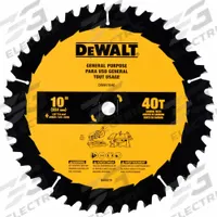 DEWALT Circular Saw Blade: 10 in Blade Dia., 40 Teeth, 0.09 in Cut Wd, 5/8 in Arbor Size, Combo (MPN DWA11040). Key specifications — attr1116119: DEWALT; attr1145631: Wood.