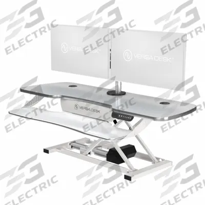 VERSADESK Standing Desk: Electronic, White, Wood, 48 in Overall Wd - Electronic Standing Desk Converters
