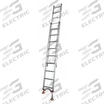 TIVOLI Extension Ladder: 20 ft Ladder Size, Aluminum, 300 lb Load Capacity, 36 lb Wt - Leg Leveling Lightweight Aluminum Extension Ladders