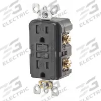 LEVITON GFI Receptacle: Decorator Duplex, 5-15, Black, GFCI, 125V AC, 15 A, 2 Pole / 3 Wire (MPN GFTR1-E)