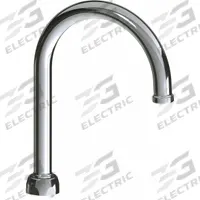 CHICAGO FAUCETS Spout: Spout, Gooseneck, Swivel Spout, Brass, Polished Chrome, 2.5 gpm Flow Rate (MPN GN2H8FC2JKABCP). Key specifications — Includes: Mounting Hardware; Product Type: Spout; Spout Style: Swivel; Body Material: Brass; Color/Finish: Polished Chrome; Brand: CHICAGO FAUCETS.