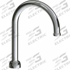 CHICAGO FAUCETS Spout: Spout, Gooseneck, Swivel Spout, Brass, Polished Chrome, 2.5 gpm Flow Rate (MPN GN2H8FC2JKABCP). Key specifications — Includes: Mounting Hardware; Product Type: Spout; Spout Style: Swivel; Body Material: Brass; Color/Finish: Polished Chrome; Brand: CHICAGO FAUCETS.