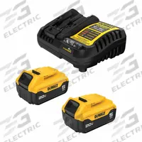 DEWALT Battery Kit: 20V MAX*, 5 Ah, 2 Batteries Included, Charger Included, 20V DC (MPN DCB205-2C). Key specifications — attr1278107: Not Oil-Resistant.