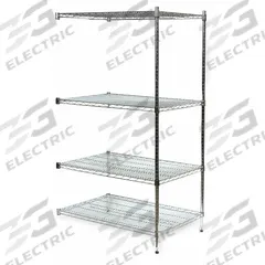 APPROVED VENDOR Wire Shelving Unit: Add-On, 48 in x 24 in, 74 in Overall Ht, 4 Shelves, Split Sleeve (MPN 2HGL2). Key specifications — Recommended Environments: Dry; Color: Silver; Finish: Chrome; Material: Steel; Brand: APPROVED VENDOR.