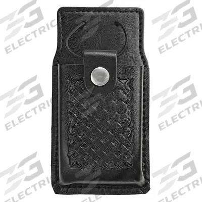 HEROS PRIDE Radio Pouch: Black, Leather, Basket Weave, 6 1/2 in x 2 1/2 in - Duty Equipment Pouches