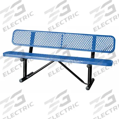 APPROVED VENDOR Outdoor Bench: 72 in Overall Lg, 32 1/2 in Overall Ht, Blue, Black - Thermoplastic Coated Steel Benches